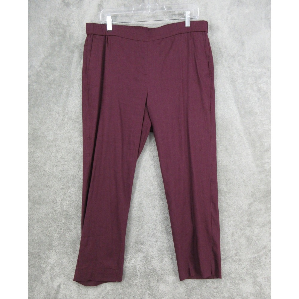 J Jill Pants Womens Size L Linen Stretch Elastic Waist Tapered Leg Quiet Luxury